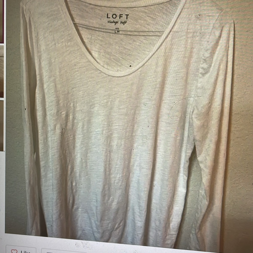 LOFT Vintage Soft Scoop Neck White Tee LM